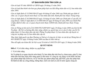 Quyết định 40/2009/QĐ-UBND chức năng nhiệm vụ quyền hạn cơ cấu Sở Tư pháp Sơn La