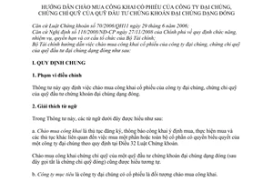 Thông tư 194/2009/TT-BTC hướng dẫn chào mua công khai cổ phiếu của công ty đại chúng, chứng chỉ quỹ của quỹ đầu tư chứng khoán đại chúng dạng đóng