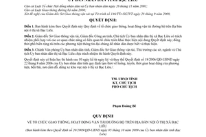 Quyết định 20/2009/QĐ-UBND  tổ chức giao thông, hoạt động vận tải đường bộ