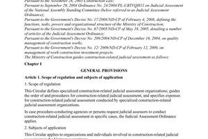Circular No. 35/2009/TT-BXD of October 05, 2009, guiding construction-related judicial assessment