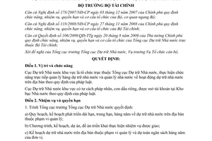 Quyết định 2446/QĐ-BTC chức năng, nhiệm vụ, quyền hạn và cơ cấu tổ chức