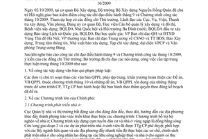 Thông báo 290/TB-BXD kết luận Bộ trưởng Nguyễn Hồng Quân