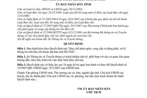 Quyết định 29/2009/QĐ-UBND Quy chế phát ngôn, cung cấp đăng phát, xử lý thông tin trên báo chí