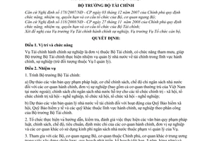 Quyết định 2459/QĐ-BTC chức năng, nhiệm vụ, quyền hạn cơ cấu tổ chức vụ Tài chính hành chính sự nghiệp