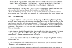 Thông tư liên tịch 08/2009/TTLT/BCA-BNG  hướng dẫn cấp hộ chiếu phổ thông và giấy thông hành ở nước ngoài theo Nghị định  136/2007/NĐ-CP