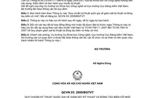 Thông tư 21/2009/TT-BGTVT Quy chuẩn kỹ thuật quốc gia  giám sát kỹ thuật  đóng tàu biển cỡ nhỏ Mã số đăng ký QCVN 03:2009/BGTVT