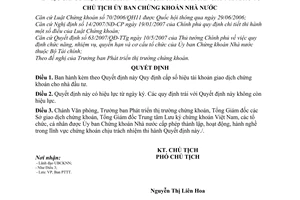 Quyết định 660/QĐ-UBCK cấp số hiệu tài khoản giao dịch chứng khoán cho nhà đầu tư