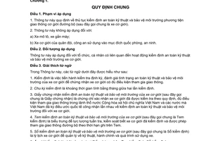 Thông tư 22/2009/TT-BGTVT quy định về thủ tục kiểm định an toàn kỹ thuật và bảo vệ môi trường phương tiện giao thông cơ giới đường bộ