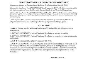 Circular No. 16/2009/TT-BTNMT defining national technical regulations on environ