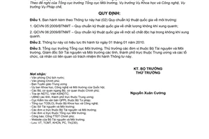 Thông tư 16/2009/TT-BTNMT quy định quy chuẩn kỹ thuật quốc gia môi trường