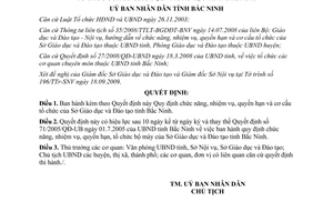 Quyết định 161/2009/QĐ-UBND chức năng nhiệm vụ quyền hạn cơ cấu tổ chức Sở Giáo dục Đào tạo Bắc Ninh