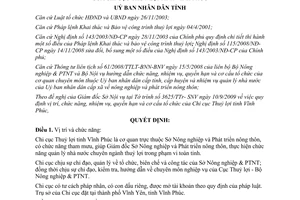 Quyết định 54/2009/QĐ-UBND nhiệm vụ quyền hạn Chi cục Thuỷ lợi Vĩnh Phúc