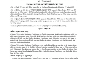 Quyết định 54/2009/QĐ-UBND chức năng nhiệm vụ Chi cục Tiêu chuẩn Đo lường Cần Thơ