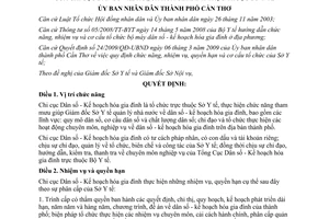 Quyết định 53/2009/QĐ-UBND cơ cấu Chi cục Dân số Kế hoạch hóa gia đình Cần Thơ