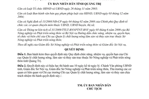 Quyết định 23/2009/QĐ-UBND chức năng nhiệm vụ Chi cục Quản lý chất lượng