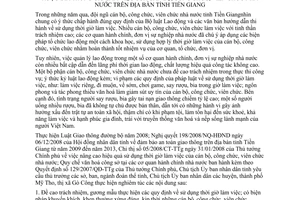 Chỉ thị 17/CT-UBND năm 2009 sử dụng thời giờ làm việc không uống rượu bia Tiền Giang