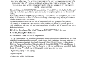 Thông tư 21/2009/TT-NHNN  sửa đổi Thông tư  05/2009/TT-NHNN