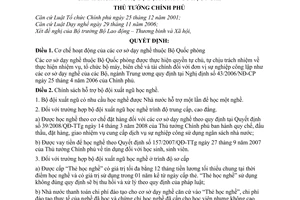 Quyết định 121/2009/QĐ-TTg cơ chế hoạt động  cơ sở dạy nghề  Bộ Quốc phòng và chính sách hỗ trợ bộ đội xuất ngũ học nghề