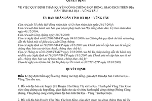 Quyết định 73/2009/QĐ-UBND thẩm quyền công chứng các hợp đồng, giao dịch