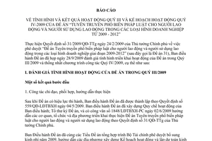 Báo cáo 107/BC-LĐTBXH hoạt động quý III kế hoạch quý IV-2009 đề án “tuyên truyền phổ biến pháp luật cho người lao động người sử dụng lao động