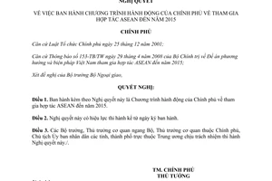 Nghị quyết số 51/NQ-CP Chương trình hành động của Chính phủ tham gia hợp tác ASEAN đến 2015