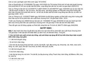 Quyết định 1841/QĐ-UBND năm 2009 mức hỗ trợ phát triển sản xuất Chương trình 135 giai đoạn II Điện Biên