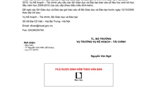 Công văn 8853/BGDĐT-KHTC báo cáo tình hình học sinh bỏ học đầu năm học 2009-2010