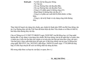 Công văn 7087/BGTVT-KHCN 2009 ý kiến dự thảo Tiêu chuẩn Bảo trì thiết bị báo hiệu điện thủy nội địa