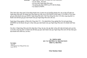 Công văn 8101/NHNN-TT  thông báo đơn vị tổ chức cung ứng dịch vụ tham gia giao dịch thanh toán qua Ngân hàng Nhà nước