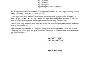 Công văn 1910/TTg-QHQT phê duyệt danh mục Dự án hỗ trợ kỹ thuật Xây dựng