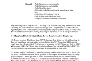 Công văn 8124/NHNN-TCKT hạch toán hỗ trợ lãi suất khoản cho vay theo phương thức