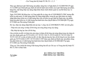 Công văn 1455/TĐC-ĐGPH hướng dẫn kiểm tra nhà nước chất lượng thép nhập khẩu
