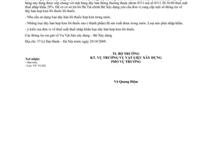 Công văn 98/BXD-VLXD  cung cấp thông tin về dây hàn hợp kim lõi thuốc