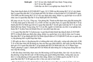 Công văn 12/CQĐDBYT-THNV phối hợp triển khai thực hiện nhiệm vụ quản lý nhà nước y tế  cung cấp thông tin tại địa bàn khu vực phía Nam