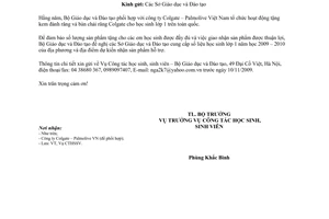 Công văn 9376/BGDĐT-CTHSSV triển khai kế hoạch hoạt động của Chương trình Giáo dục Nha học đường năm học 2009-2010