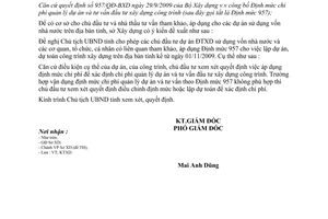 Công văn 576/SXD-KTXD tham khảo, áp dụng Quyết định 957/QĐ-BXD