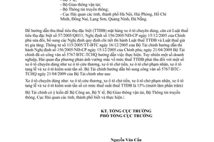 Công văn 14995/BTC-TCHQ hướng dẫn thuế tiêu thụ đặc biệt xe ô tô chuyên dùng