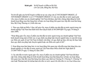 Công văn 10725/BCT-KH hướng dẫn thực hiện Nghị định 23/2007/NĐ-CP trường hợp nhà đầu tư nước ngoài góp vốn mua cổ phần doanh nghiệp Việt Nam