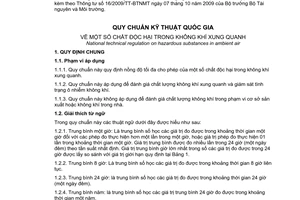 Quy chuẩn kỹ thuật Quốc gia QCVN 06:2009/BTNMT về một số chất độc hại trong không khí xung quanh do Bộ trưởng Bộ Tài nguyên và Môi trường ban hành