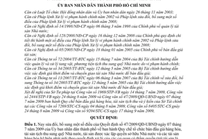 Quyết định 75/2009/QĐ-UBND sửa đổi, Quyết định số 47/2009/QĐ-UBND