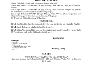 Quyết định 2376/QĐ-BTP Quy chế công tác văn thư lưu trữ