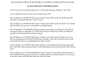 Quyết định 24/2009/QĐ-UBND phí qua cầu sông Cái Nhỏ huyện Cao Lãnh Đồng Tháp