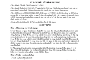 Quyết định 3646/2009/QĐ-UBND nhiệm vụ quyền hạn tổ chức bộ máy Sở Xây dựng Phú Thọ