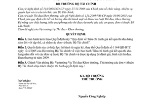 Công văn 2733/QĐ-BTC  Tiêu chí đánh giá kết quả thi đua