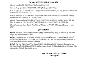 Quyết định 28/2009/QĐ-UBND quy định quản lý Nhà nước về giá Lai Châu