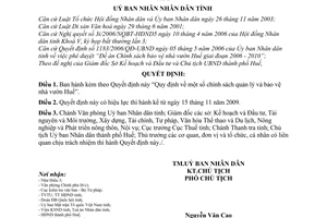 Quyết định 2434/2009/QĐ-UBND chính sách quản lý bảo vệ nhà vườn Huế