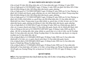 Quyết định 21/2009/QĐ-UBND Quy chế tổ chức hoạt động phòng Tư pháp huyện Cần Giờ