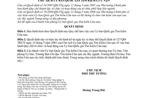 Quyết định 445/QĐ-UB Quy chế làm việc Ủy ban Quốc gia Tìm kiếm Cứu nạn