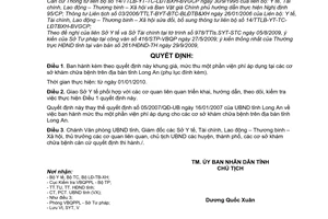 Quyết định 61/2009/QĐ-UBND khung giá, mức thu một phần viện phí, áp dụng tại các cơ sở khám, chữa bệnh trên địa bàn tỉnh Long An