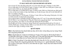 Quyết định 86/2009/QĐ-UBND Quy chế tổ chức  hoạt động Lực lượng Thanh niên xung phong